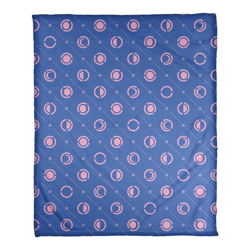 Couverture polaire moon phases, l 30 po x L 40 po, Bleu / Rose
