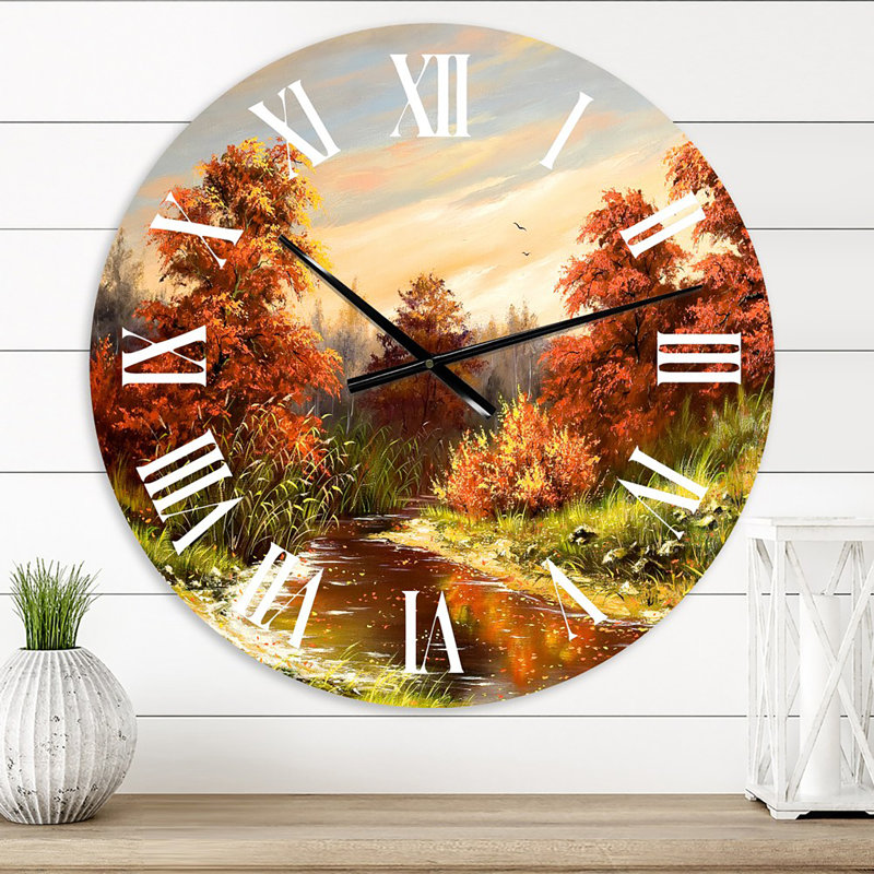 Horloge murale «The Wood River On A Decline In An Orange», Surdimensionné