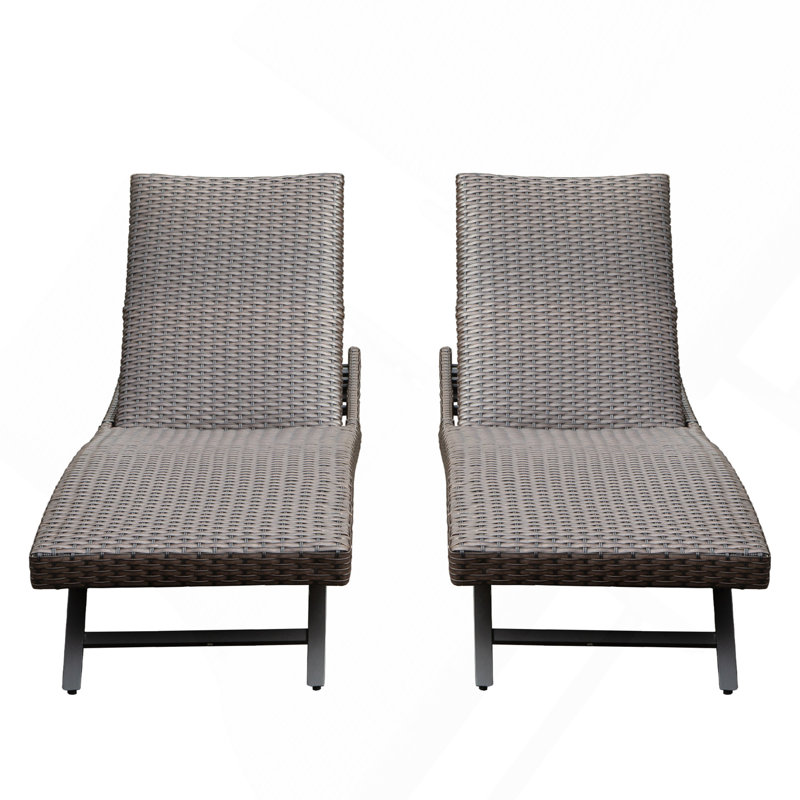 Chaise longue d'extérieur en osier 2 pièces