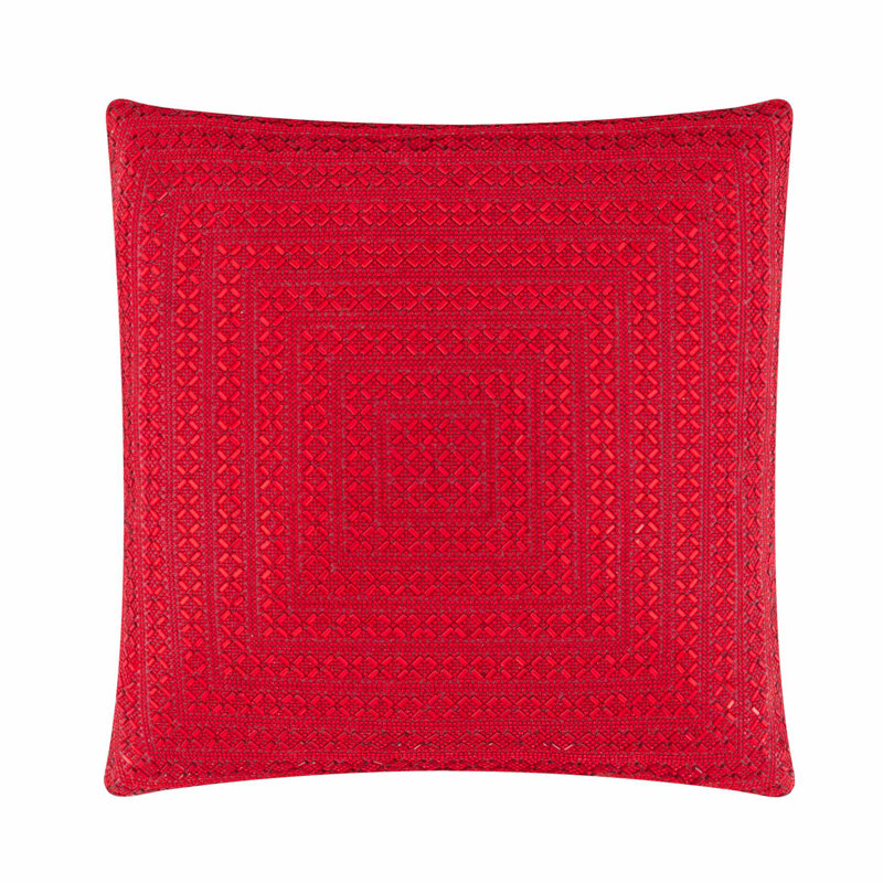 Sparkles Home Madison Avenue Throw Pillow | Rhinestone Crisscross X-Pattern & Velvet Backing, Red, 20" x 20"