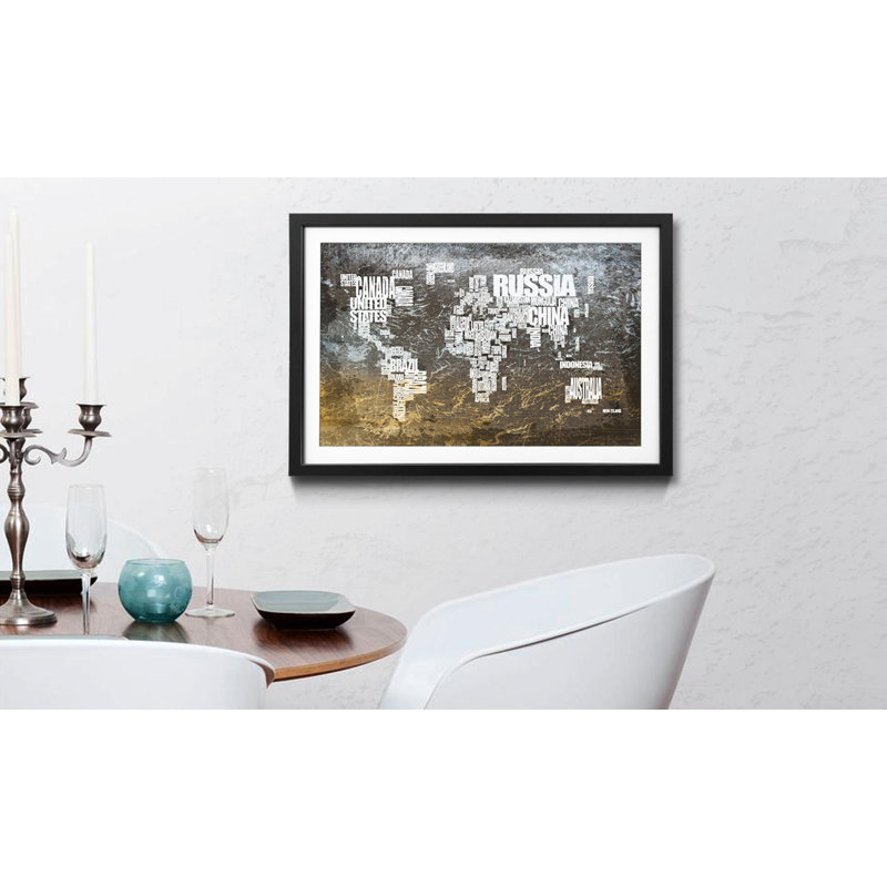 Weltkarten Worldmap No.20 - Single Picture Frame Print, 60cm H x 80cm W x 2.2cm D