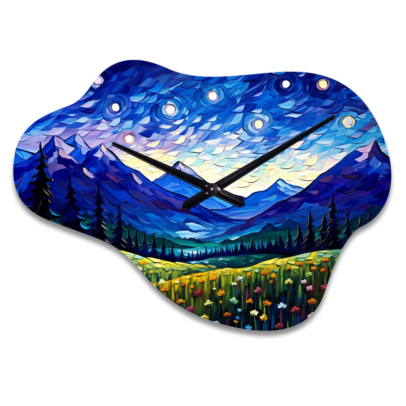 Horloge murale Vangogh Starry Night Over The Mountains - Vangogh, Grand