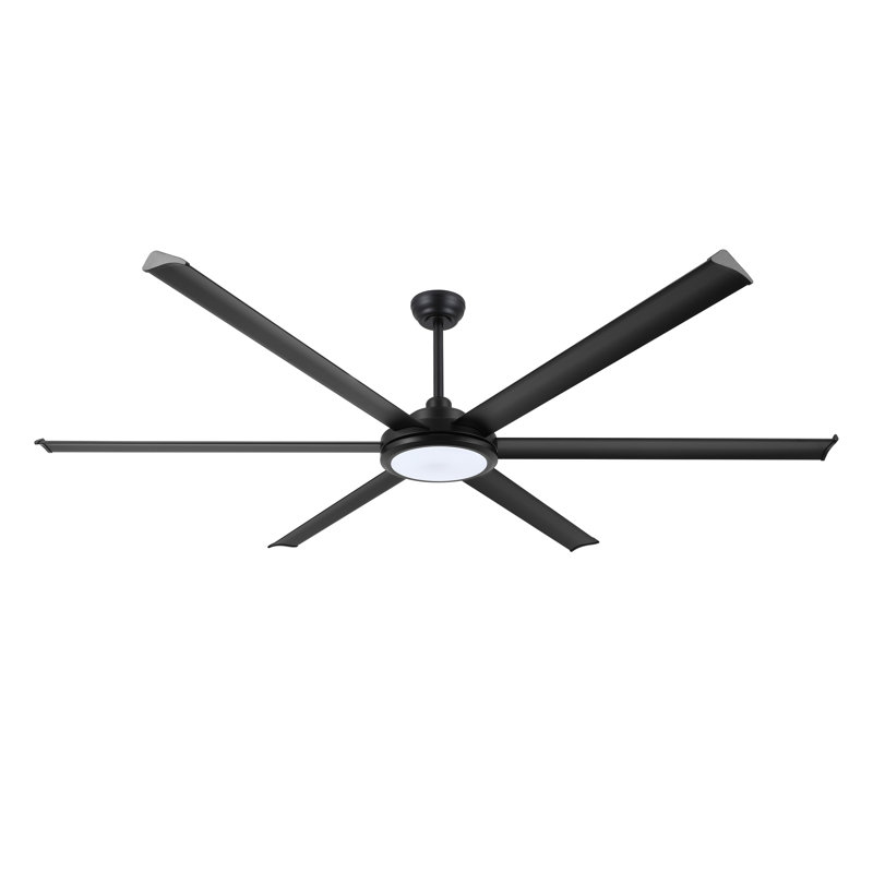 6 Aluminium Blades Indoor Ceiling Fan With Light Kit And Remote Control, 96'', Black