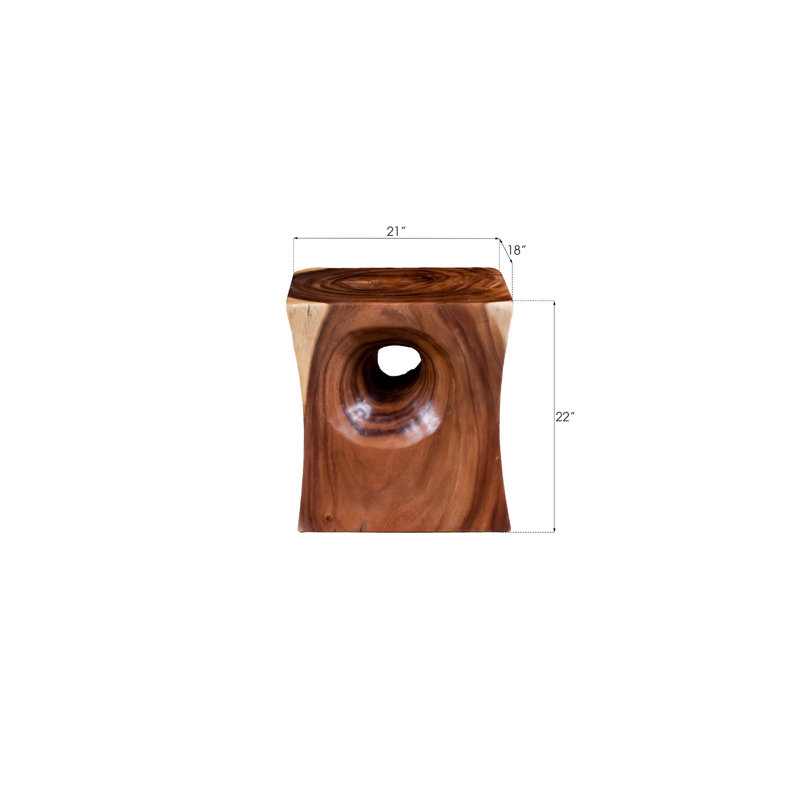 Acacia Wood Square Brown Side Table with Natural Grain
