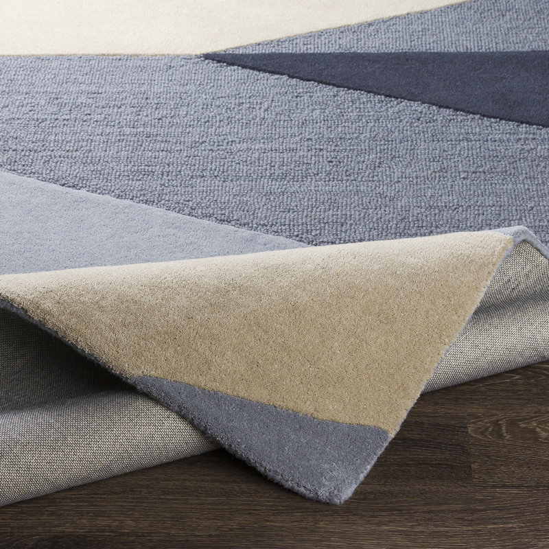 Tapis gris / noir en laine tissé à la main Nida, Rectangle 2 pi x 3 pi