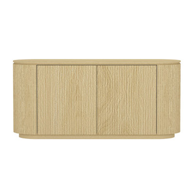 Olivia 60" Modern Sideboard with 4 Adjustable Shelves in Natural Oak