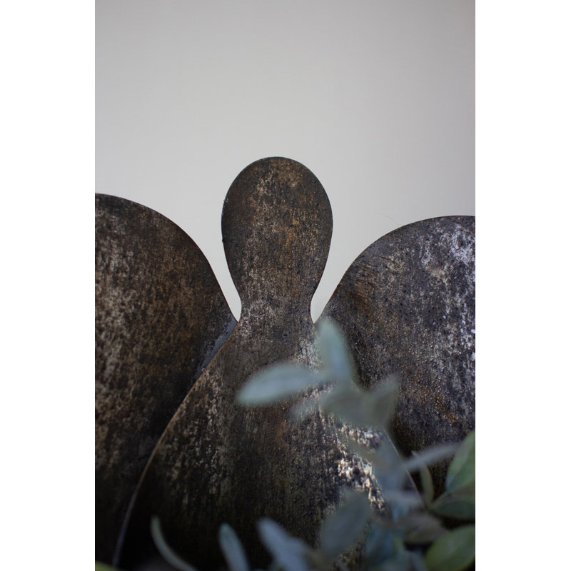 Ensemble de 2 porte-bougies ange en métal rustique, H 19 po