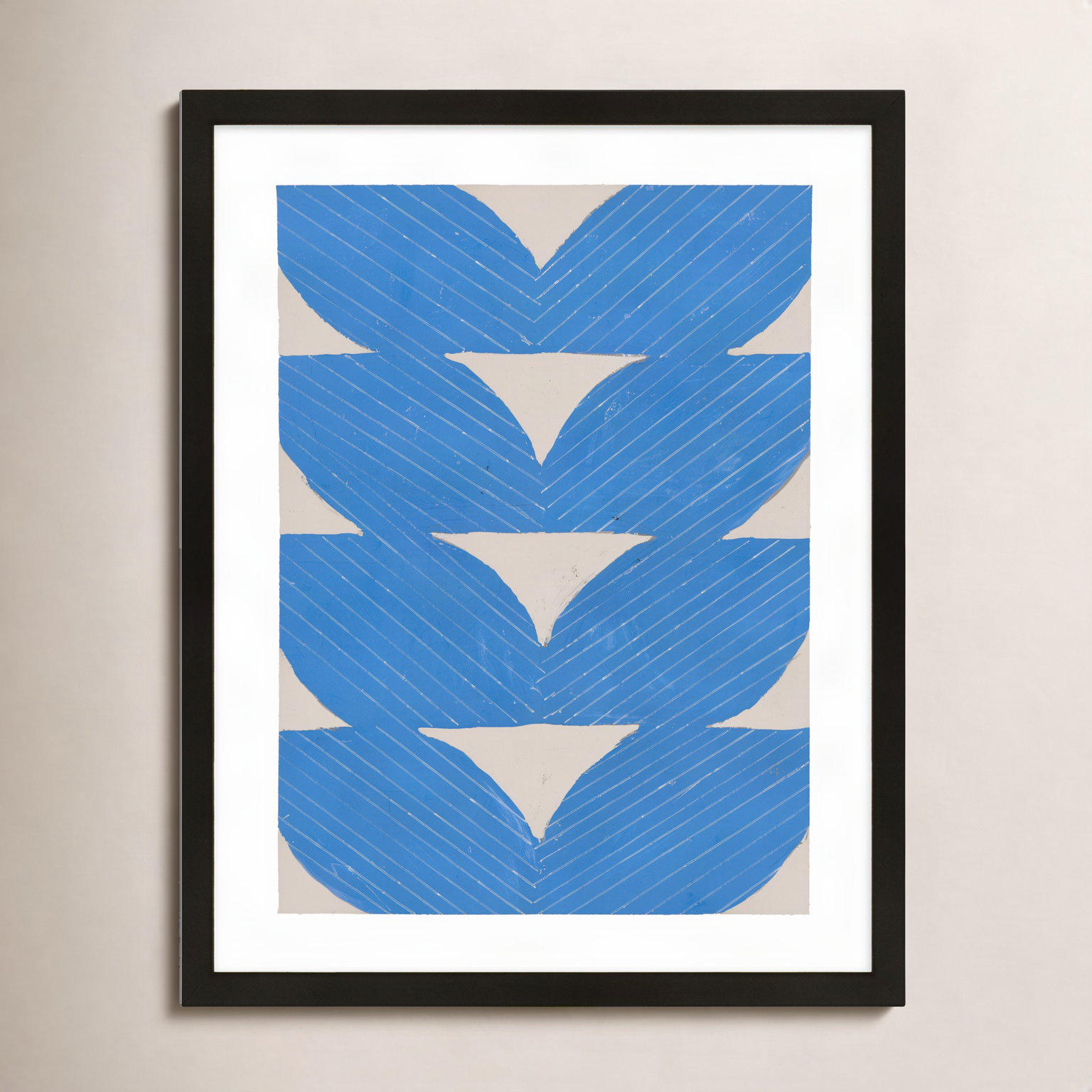 Blue Chevron "Blue Chevron" Painting, Black, 25" H x 20" W x 1.25" D