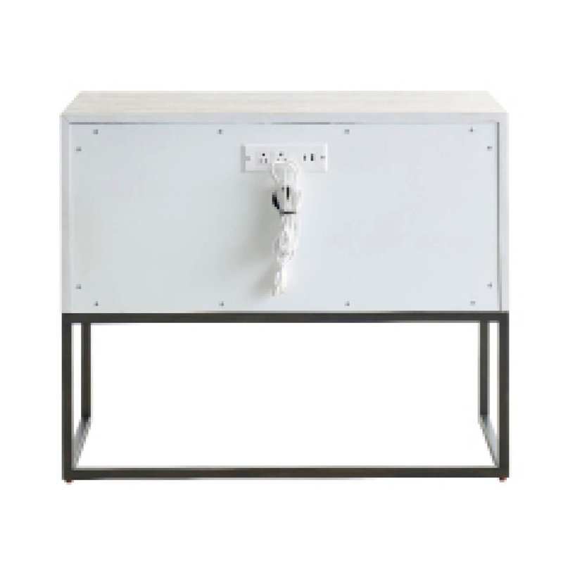 River Rock Metal Base Nightstand, Ivory