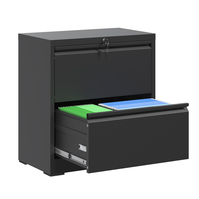 Office Storage Cabinet, Horizontal File Cabinet With Lock, Metal Lateral Filing Cabinet With 2 Drawers For Home Office, Lateral Filing Cabinet For Storage