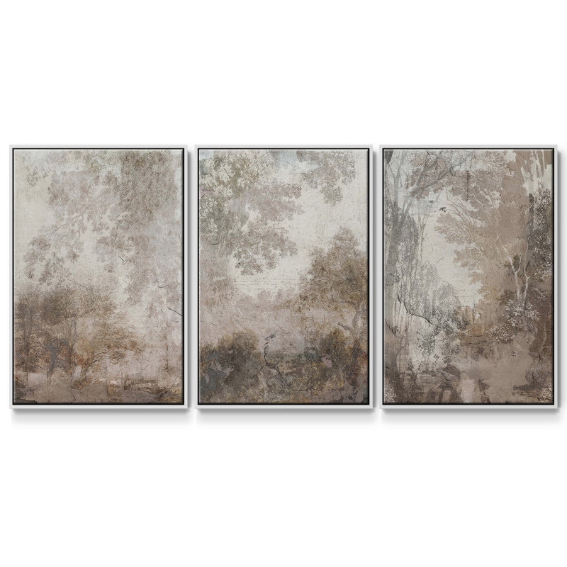 " Antique Pine Cones I " 3 - Pieces, 40" H x 78" W, White