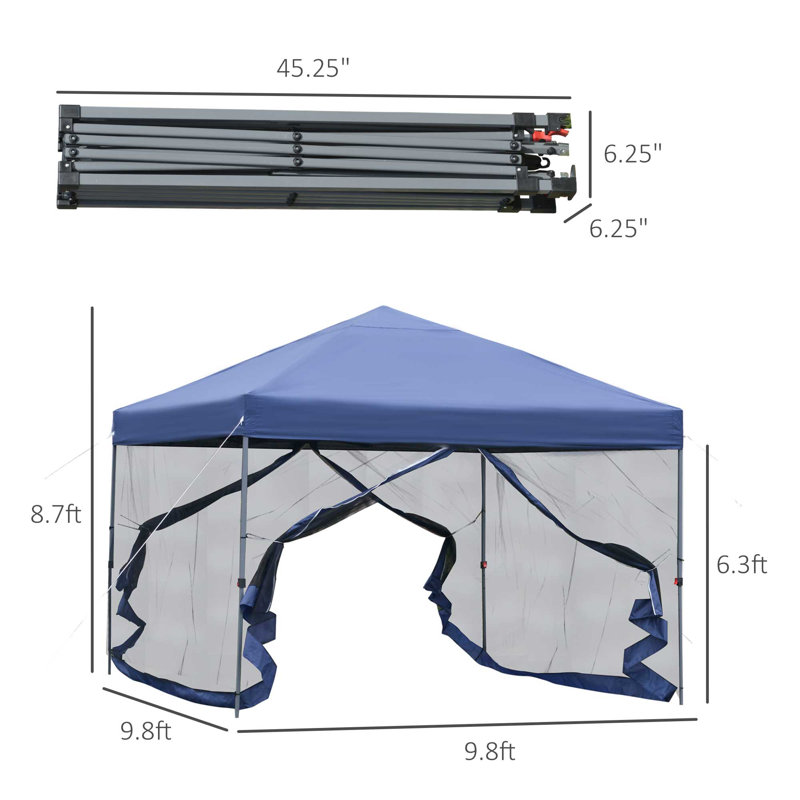 Abri dépliant en acier l 10 pi x P 10 pi, Bleu foncé