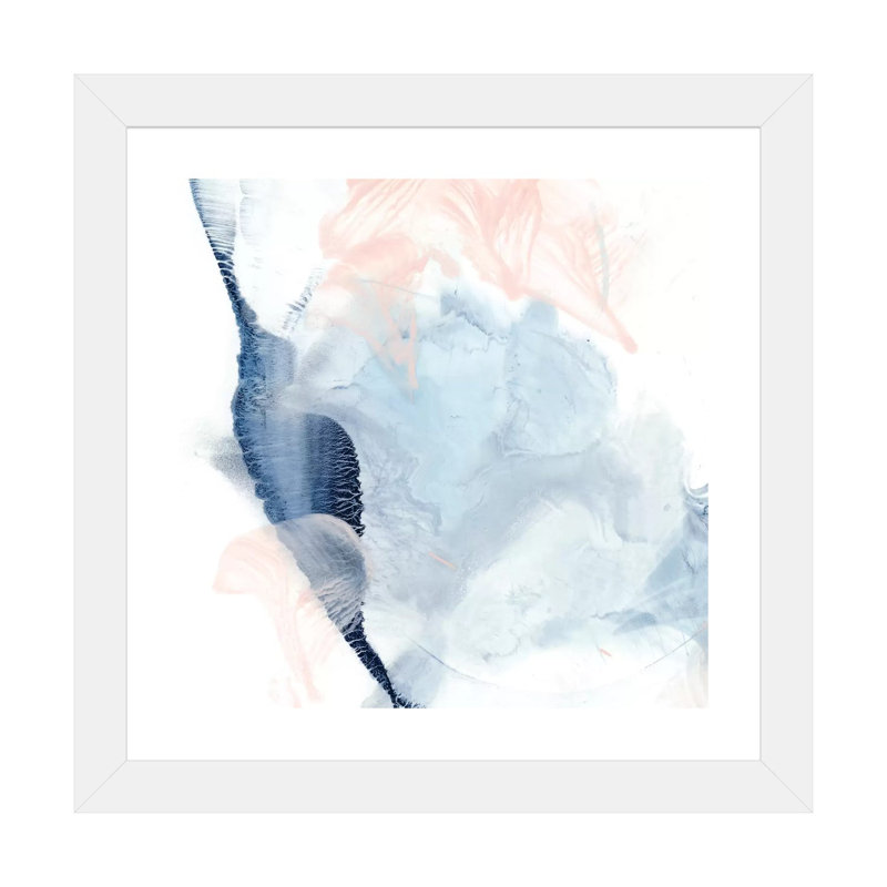 "Indigo & blush II" par Ethan Harper, reproduction d’art, Blanc, Papier encadré blanc, H 24 po x l 24 po x p 1 po