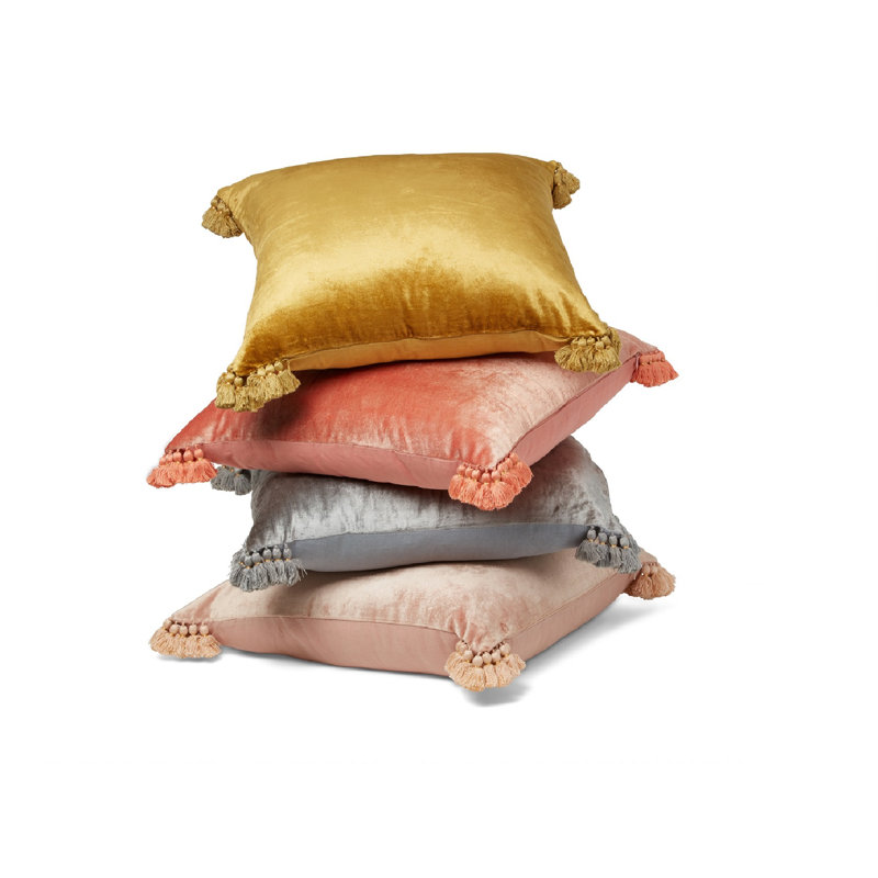 Raj Velvet Square Pillow Cover & Insert, Olive