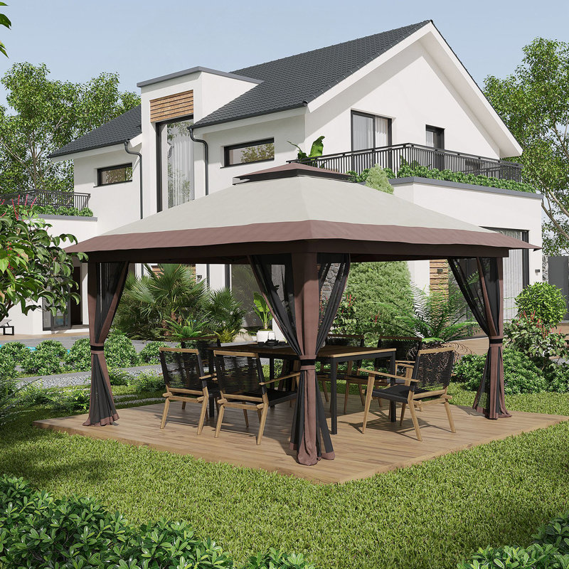 Pavillon de jardin avec moustiquaire de 13 pi x 13 pi Outsunny