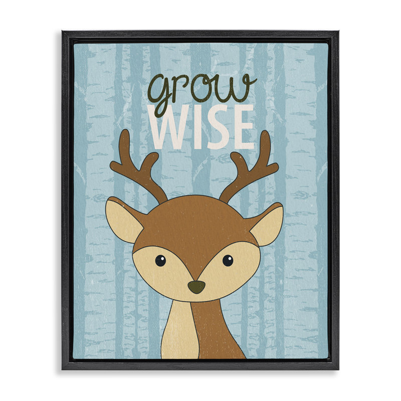 «Grow Wise with Deer Floating Frame», conception de Kim Allen, Cadre flottant noir de jais, H 21 po x l 17 po