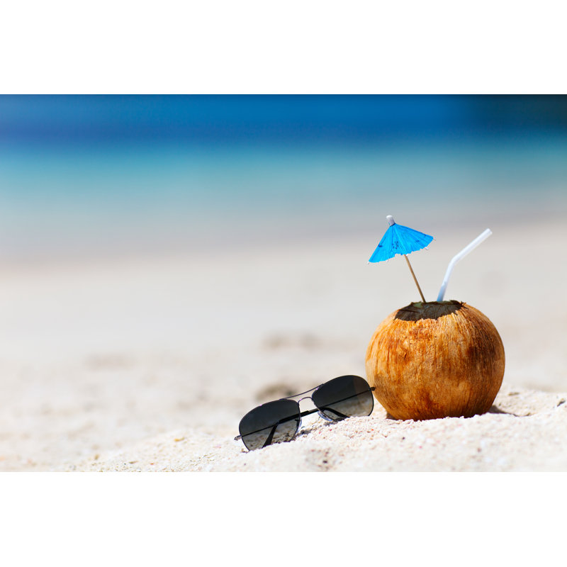 Coconut On Tropical Beach by Shalamov - Wrapped Canvas Print, 20cm H x 30cm W