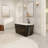 Glendale Casainc 43" Black Acrylic Freestanding Soaking Bathtub with Built-in Seat, Rectangle
