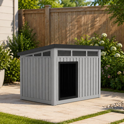 Weatherproof Plastic Dog House for Small-Medium Dogs