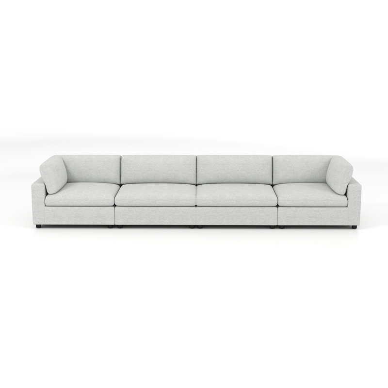 154.4'' Wide Modern Minimalist Pillow Back Sectional Sofa With 4-Seating