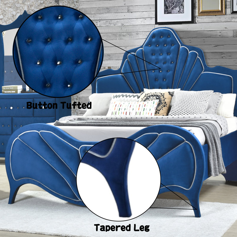 Grand lit bleu de luxe