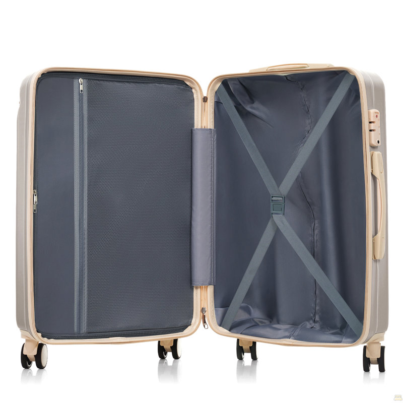 Ensemble de valises de voyage en ABS de qualité supérieure, ensemble de valise à verrou TSA 3 pièces avec des tailles de 20, 24 et 28 pouces avec roues pivotantes à 360 °, gris clair