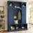 Modern Blue All-In-One Hall Tree — Arched Farmhouse-Style Storage Bench With Dual Side Cabinets, Adjustable Shelves, And 7 Hooks — Entryway & Hallway Organizer-2021646357