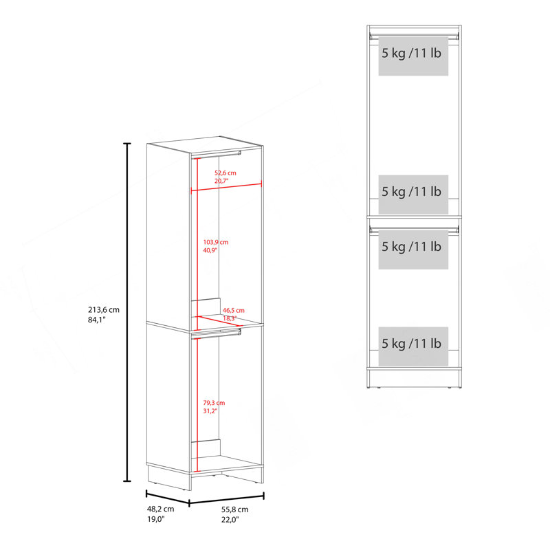 Dover Closet, 2 Shelves, White