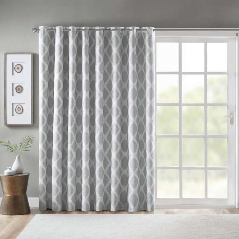 Rideau occultant en jacquard avec œillets, Gris, L 100 po x L 84 po