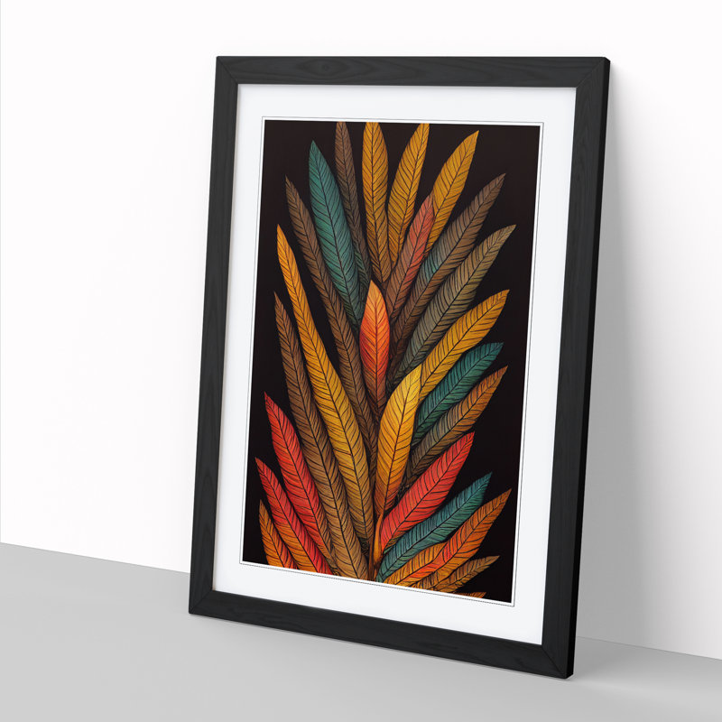 FRM-V0523-1002X Forest Leaf Indian Vol.2 - Picture Frame Print, 64cm H x 46cm W x 2cm D, Black Framed