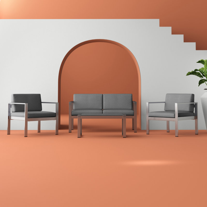 Aanisah 4 Seater Sofa Set, Dark Grey, Dark Grey