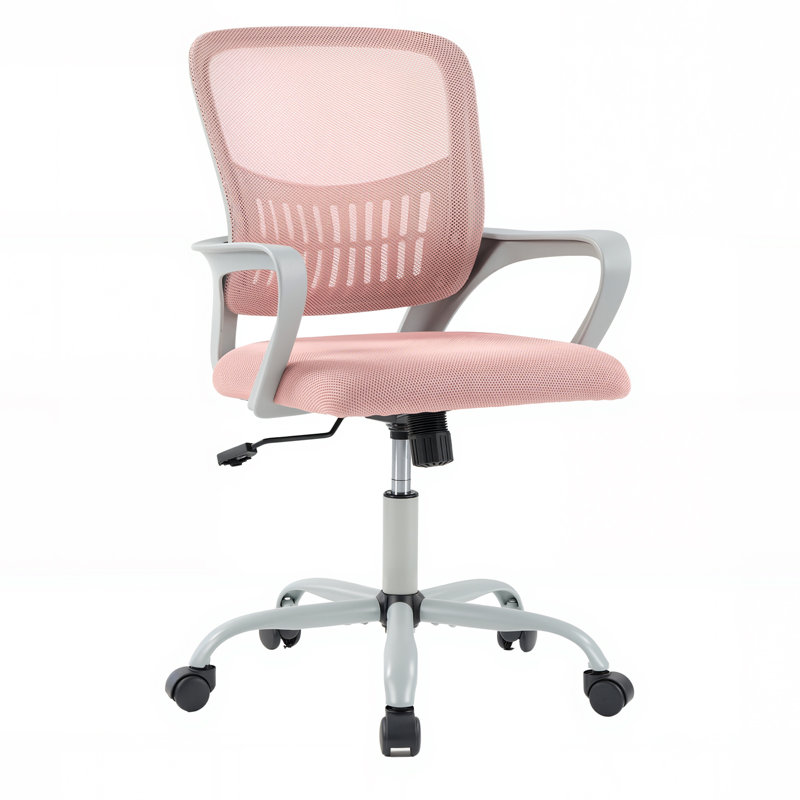 Chaise de travail ergonomique en filet avec accoudoirs fixes, Gris, Gris
