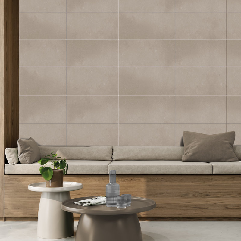 Literary License 12'' W x 24'' L Porcelain Concrete Look Singular Tile, Clay