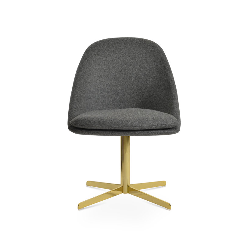 Avanos 4 Star Swivel Side Chair, Dark Gray, Gold