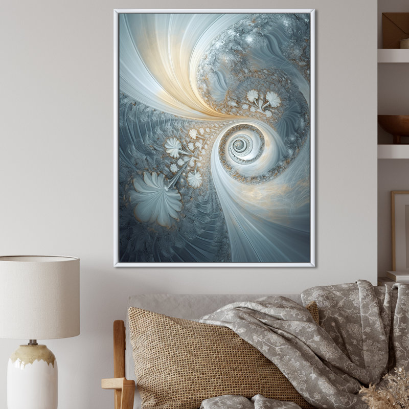 Cosmic Bliss Fractal Spiral I - impression, Cadre flottant blanc, 32" H x 16" W