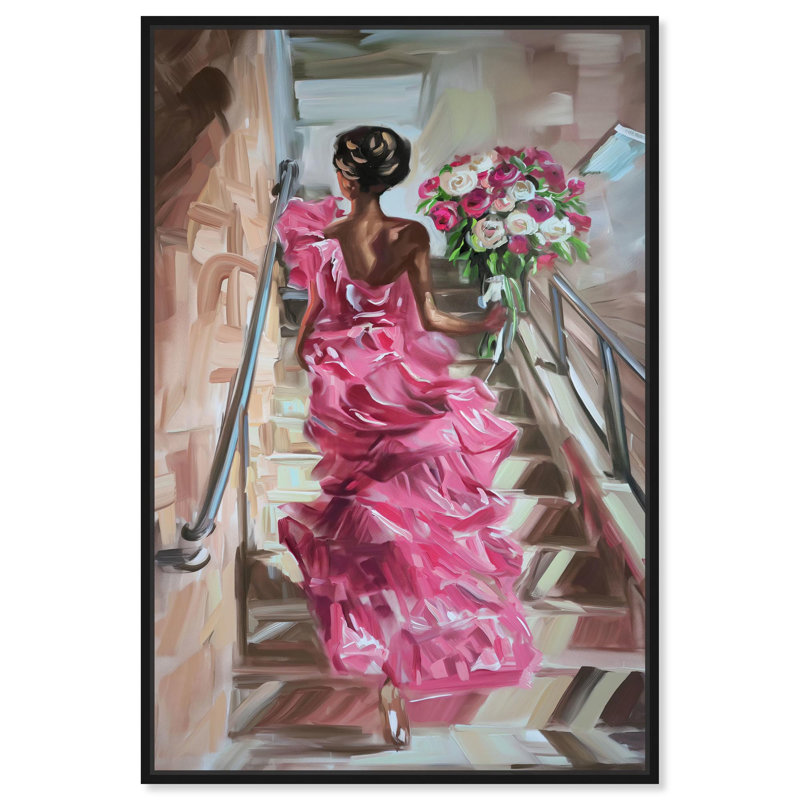 «Steps to a Pink Dream», toile par Ebony, Cadre noir, H 16 po x l 11 po