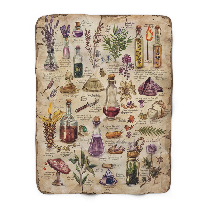 Potion Parlor Chic - couverture en sherpa de qualité supérieure 1 pièce - reproduction d'art luxueuse, Lit simple