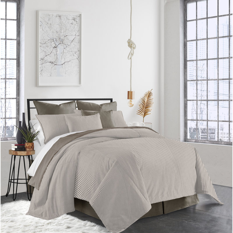 Gesto Cotton Striped Throw Pillow, Taupe