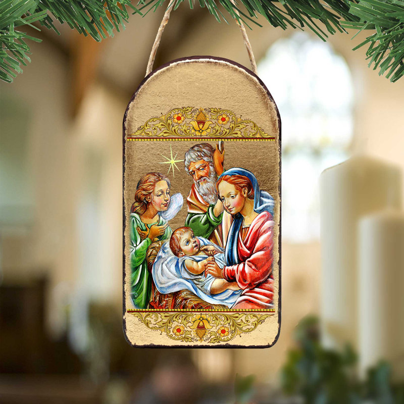 Inspirational Icon 5'' Handmade Wood Shatterproof Photo Ornament