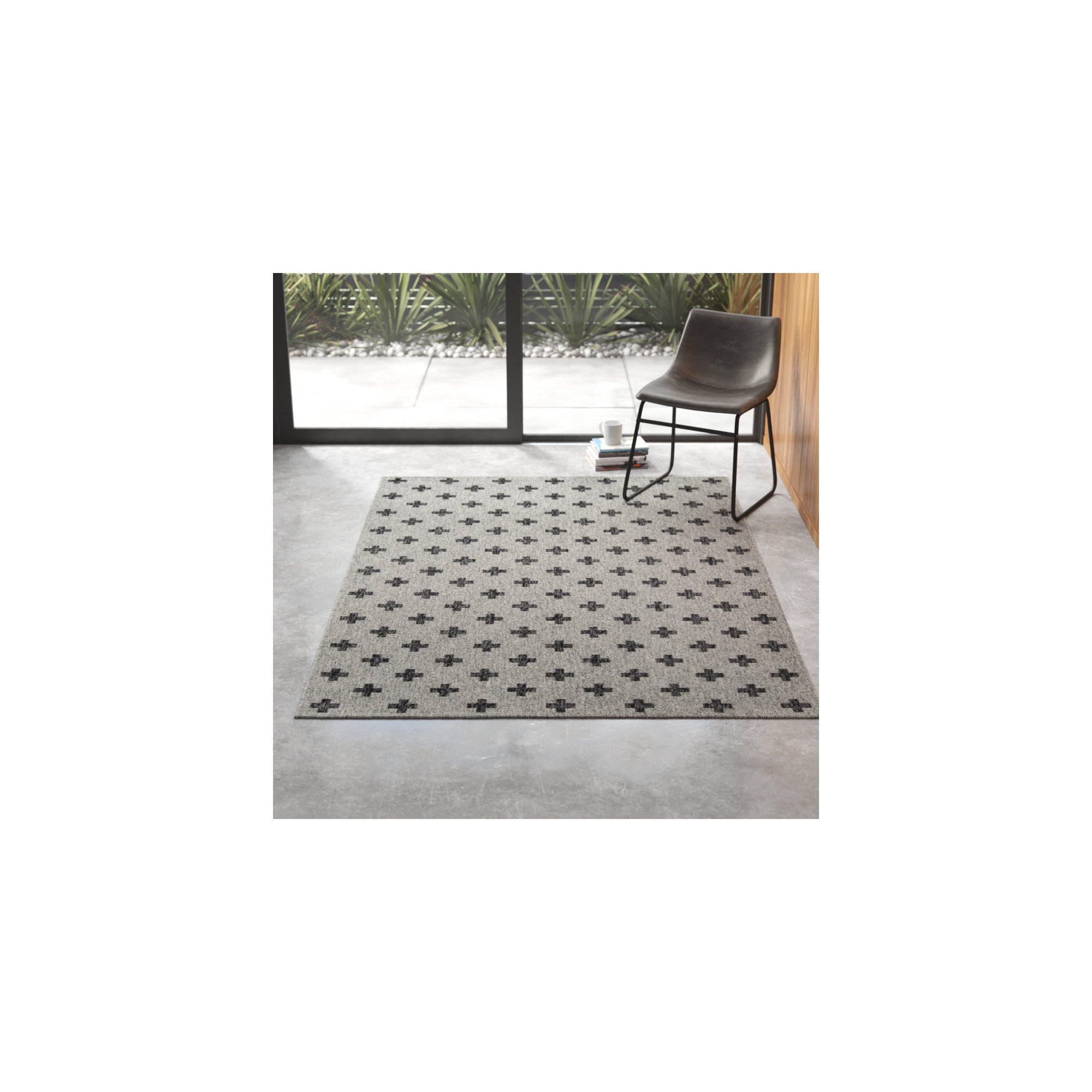 Umbria Striped Indoor / Outdoor Area Rug, Charcoal , Rectangle 9'3" x 12'6"
