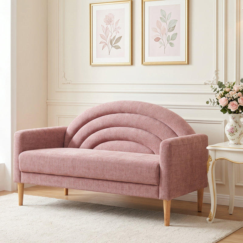 Michala Upholstered Loveseat, Pink, 31.5" H x 49.6" W x 30.7" D