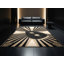 Tapis moelleux moelleux de style art déco Glenmore Shamisen en noir - reliure noire