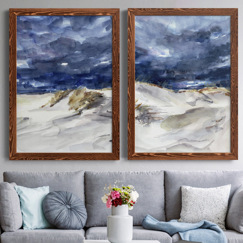 Stormy Front I - ensemble de 2 peintures encadrées, H 37,5 po x l 55 po x P 1,5 po, Toile avec cadre érable
