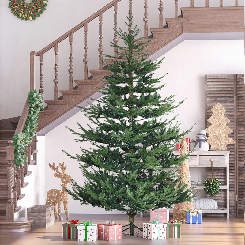 Arbre de Noël artificiel 7,5 pieds avec 1218 branches réalistes, base en acier, ouverture automatique, assemblage et rangement faciles, vert