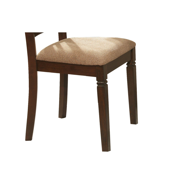 5Pc Transitional Style Dining Furniture Set Table And 4X Side Chairs Fabric Upholstered Seat Espresso Finish Wood