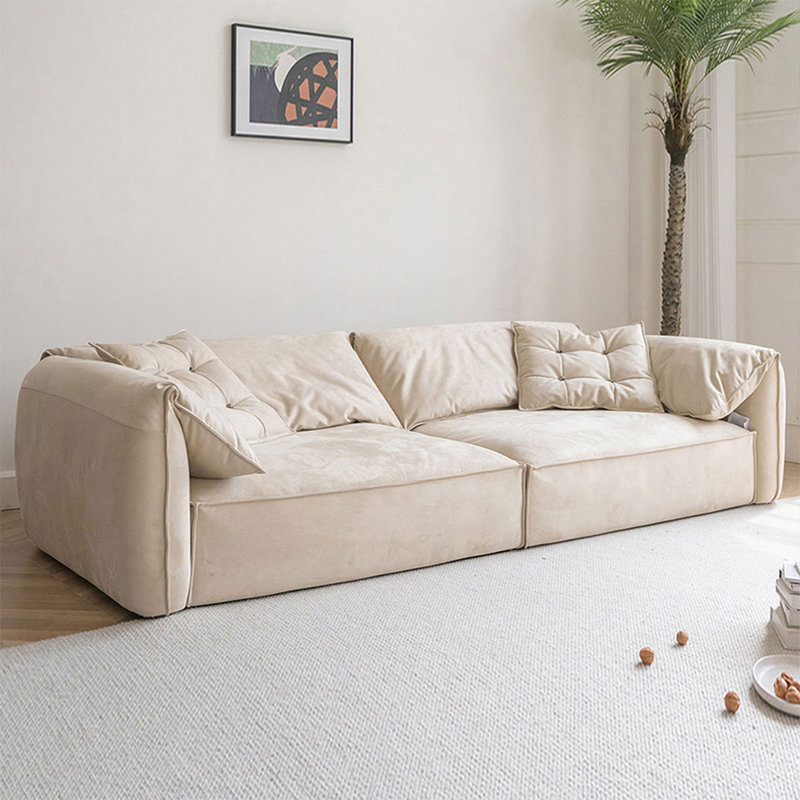 Canapé modulaire en tissu beige, 31.50" H x 109.84" W x 41.34" D, Beige