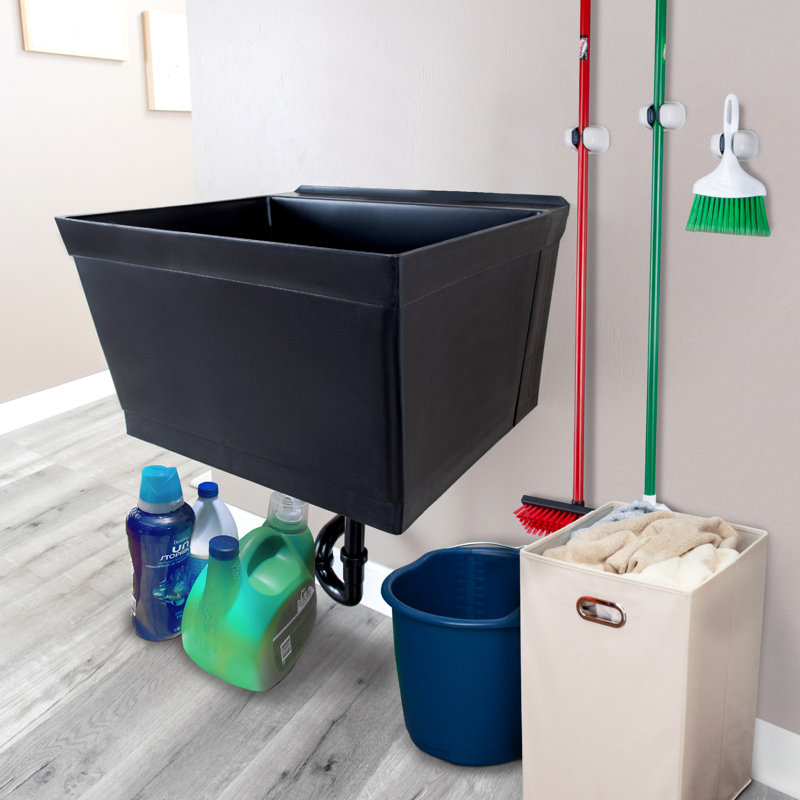 23'' L x 24'' W Wall Laundry Sink, Black