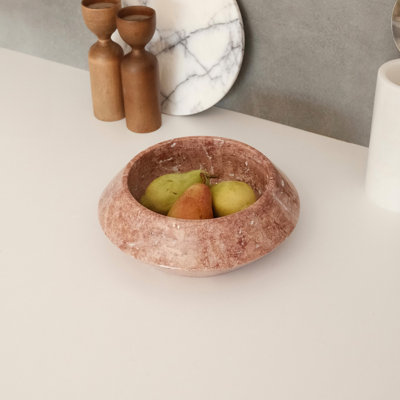 Élégant bol en marbre de travertin rouge, 9,1 po de diamètre x 2,8 po de hauteur | 100% pierre naturelle, couleur rouge et brune unique | Parfait pour la décoration intérieure, pièce maîtresse ou cadeau | Conception durable et élégante