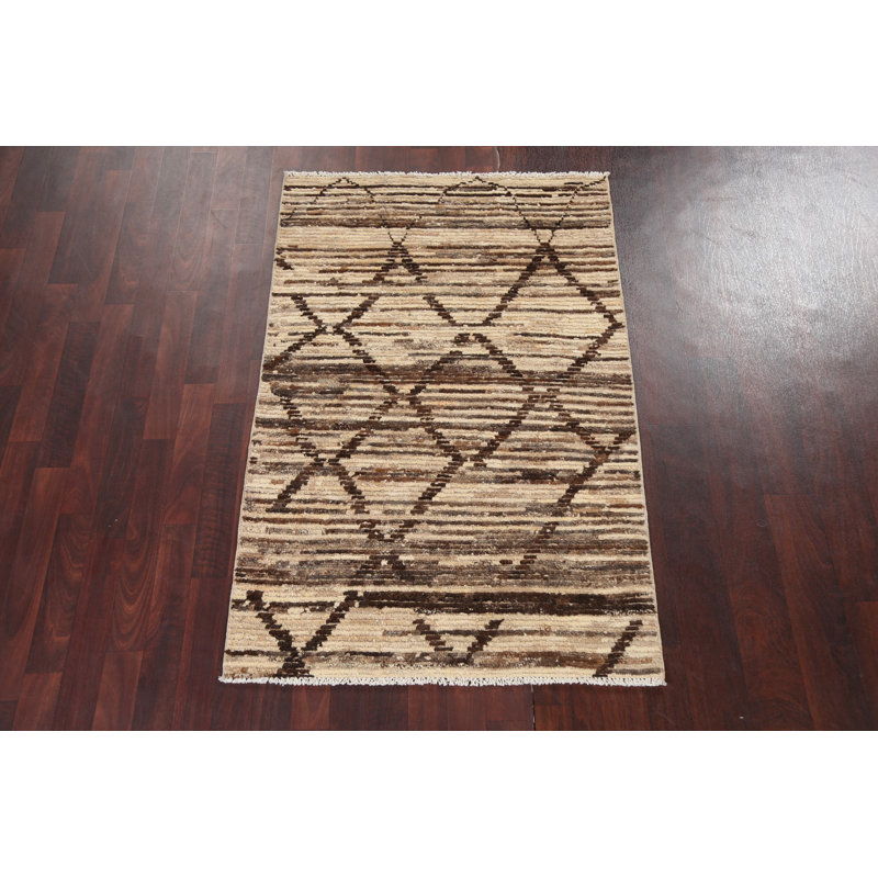 Tapis oriental en laine Trellis Gabbeh Kashkoli noué à la main 3 x 5