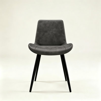 Chaises de salle à manger modernes en cuir PU, chaises d'appoint de cuisine rembourrées avec pieds en métal robustes, chaises d'appoint ergonomiques à dossier incurvé pour meuble-lavabo de salle à manger